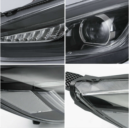 VLAND 2Pcs LED Projector Headlights For 2015-2018 Ford Focus W/Sequential Signal