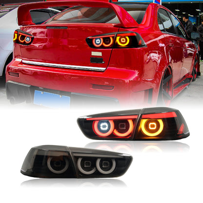 LED Smoked Tail Lights for Mitsubishi Lancer 08-17 EVO X Start Up Animation Rear Lights V3