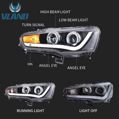 VLAND LED Headlights for Mitsubishi Lancer CF CJ EVO X Sedan (2007-2018)