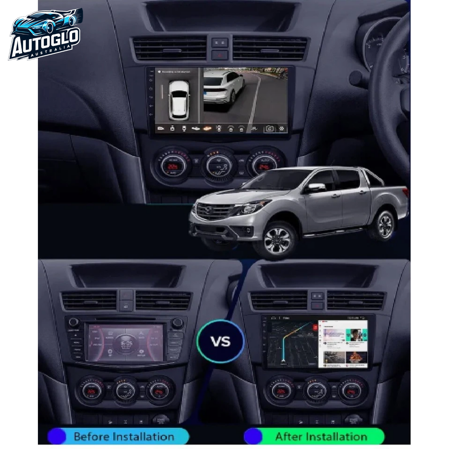 Autoglo Australia 9" CarPlay Android 13 GPS BT WiFi Stereo For MAZDA BT-50 (2012 -18) 2GB+32GB