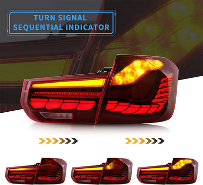 VLAND LED Red Lens Tail Lights For 2012-2018 BMW 3 Series F30 Start-up Animation Running Lamps