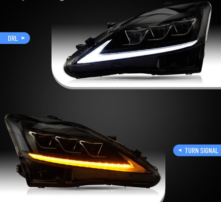 VLAND LED Headlights For 2006-2013 Lexus IS250 IS350 ISF Sedan Clear Reflector
