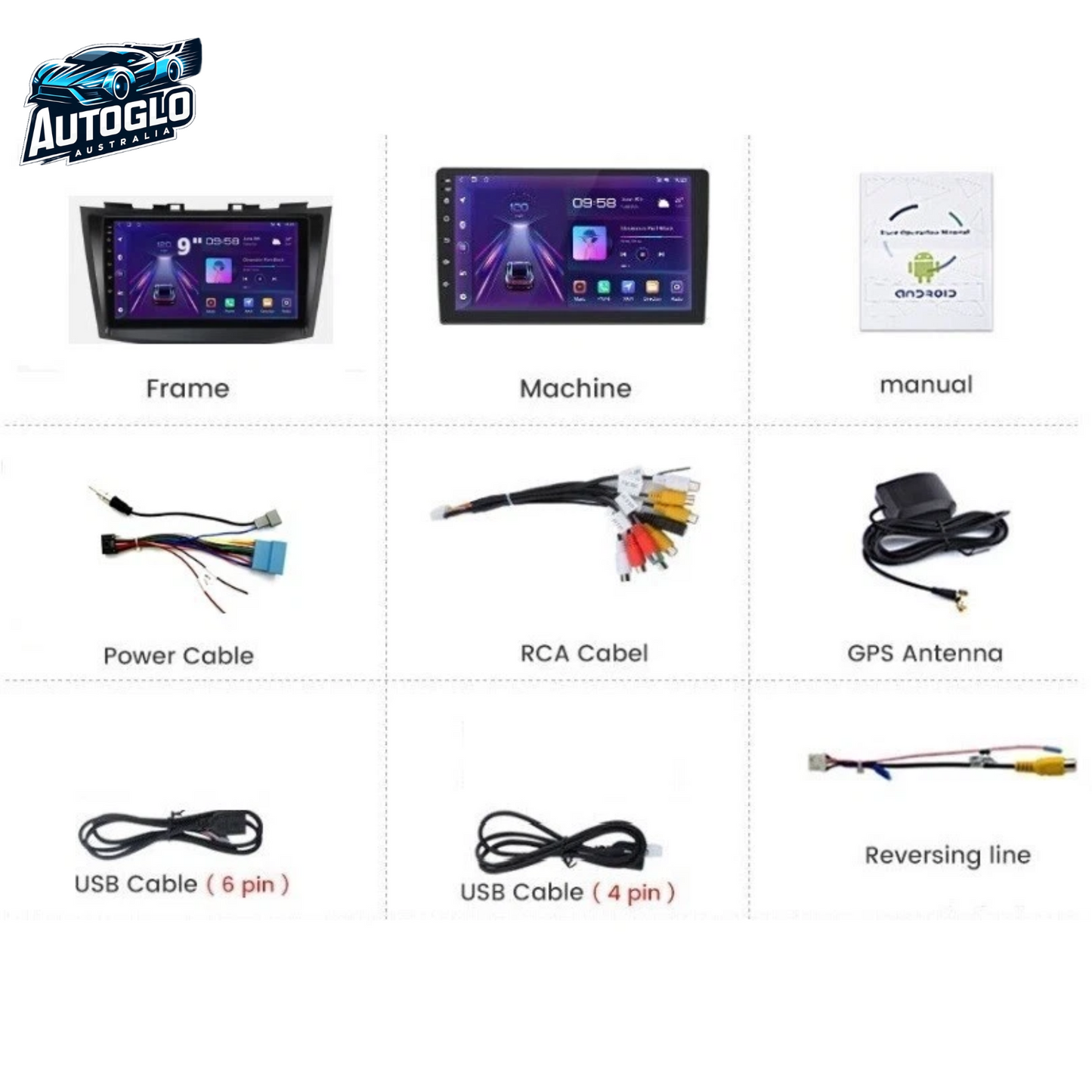 Autoglo Australia 9" (2G+32G) GPS BT WiFi CARPLAY ANDROID Stereo For SUZUKI SWIFT (2010-17)