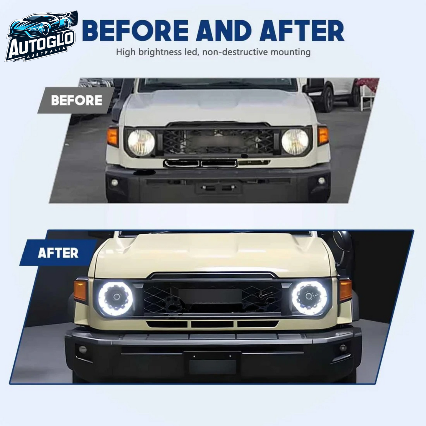 Autoglo Australia Toyota Land Cruiser LED Headlights AX (fourth facelift) 2023 2024 DRL Start UP Animation