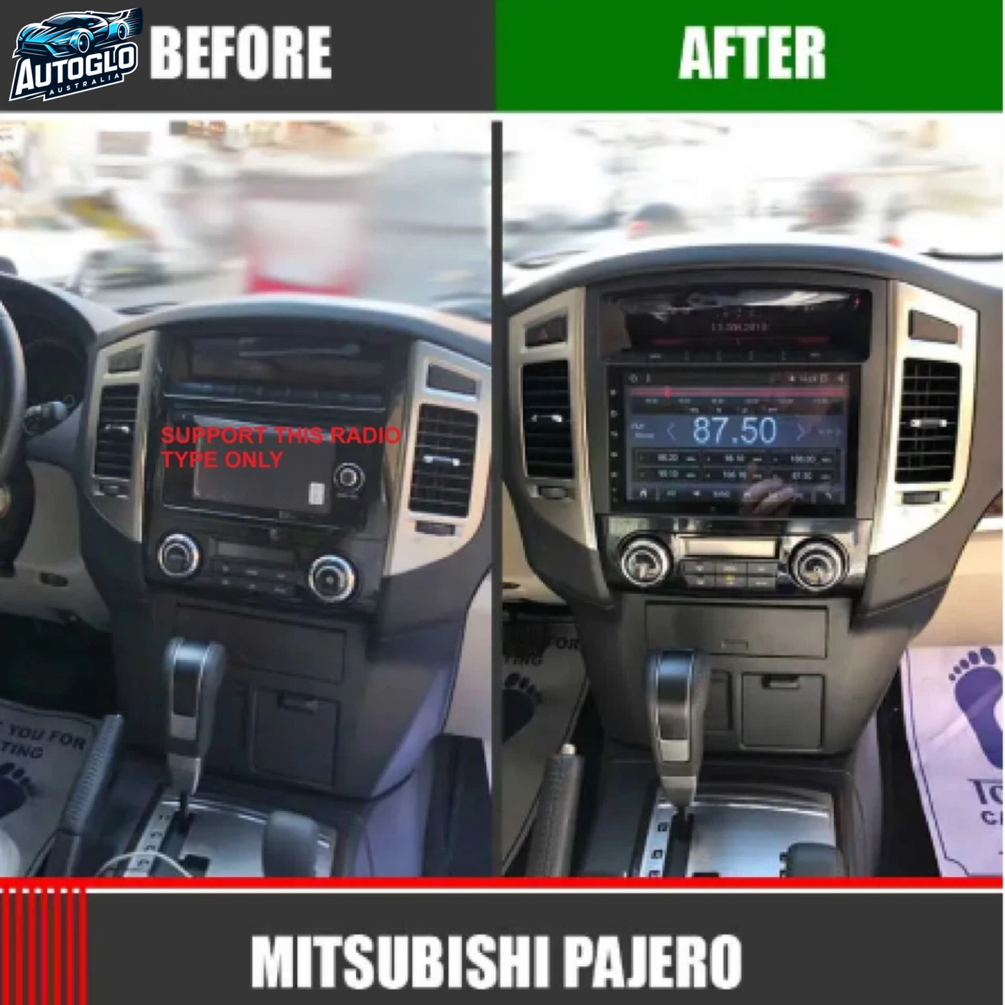 Autoglo Australia 9" (2G+32G) GPS BT WiFi CARPLAY ANDROID 13 Stereo For MITSUBISHI PAJERO(2006-15)
