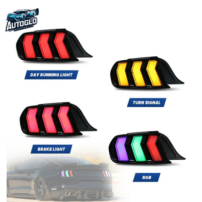 Autoglo Australia LED Tail Lights for Ford Mustang 2015-2023 DRL Animation 6 Kinds Mode Of Turn Signal Rear Lamp Plug And Play