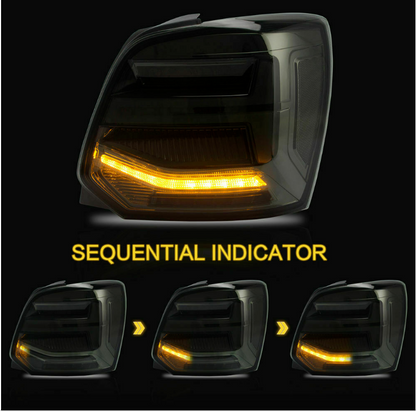 VLAND Smoked LED Tail Lights For 2011-2017 VW Polo Mk5 W/Sequential Turn Signals