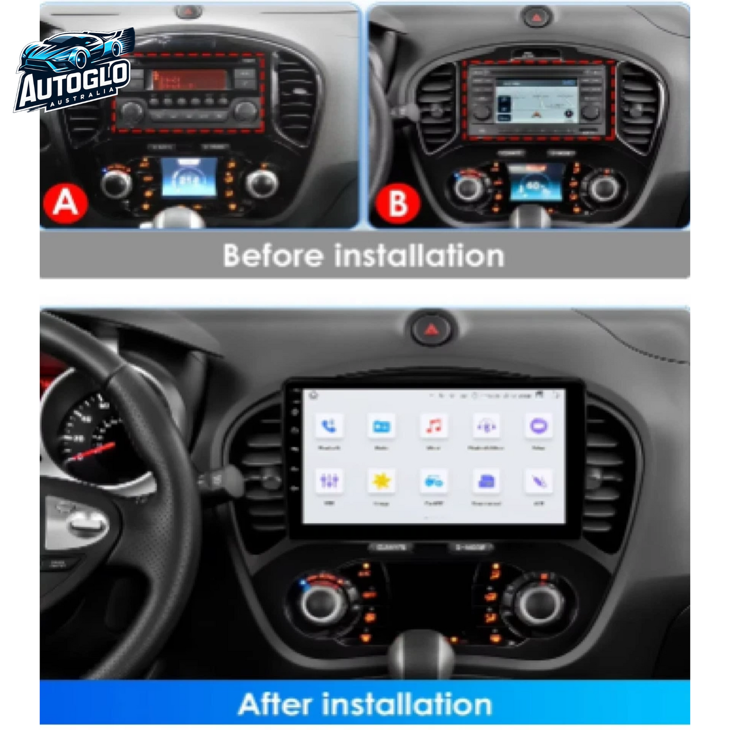 Autoglo Australia 9" Android Carplay BT GPS WiFi Stereo for Nissan Juke F15 (2010-19) (2GB+32G)