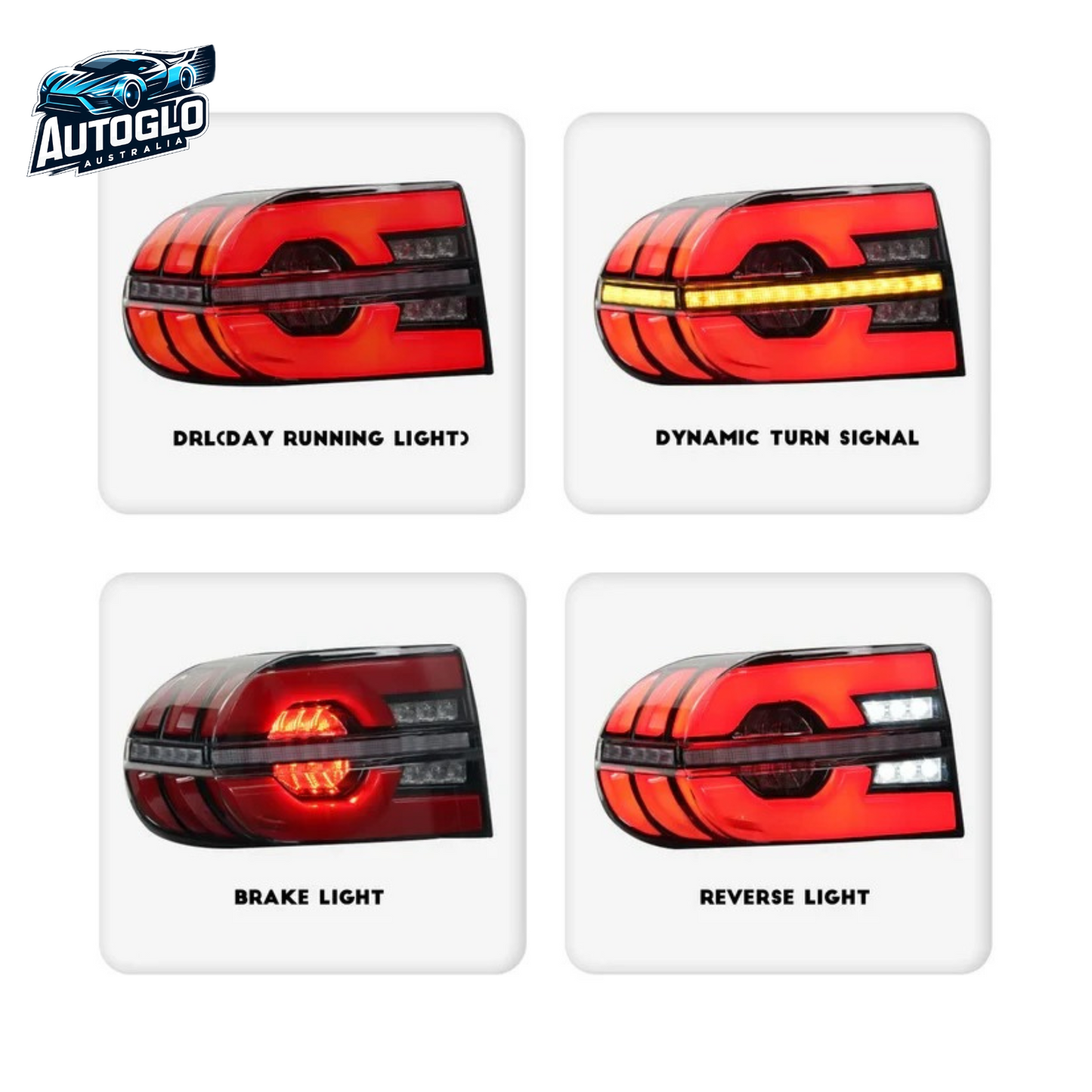 Autoglo Australia LED Tail Lights For Toyota FJ Cruiser 2007-2015 Smoked 2PCS DRL Start UP Animation