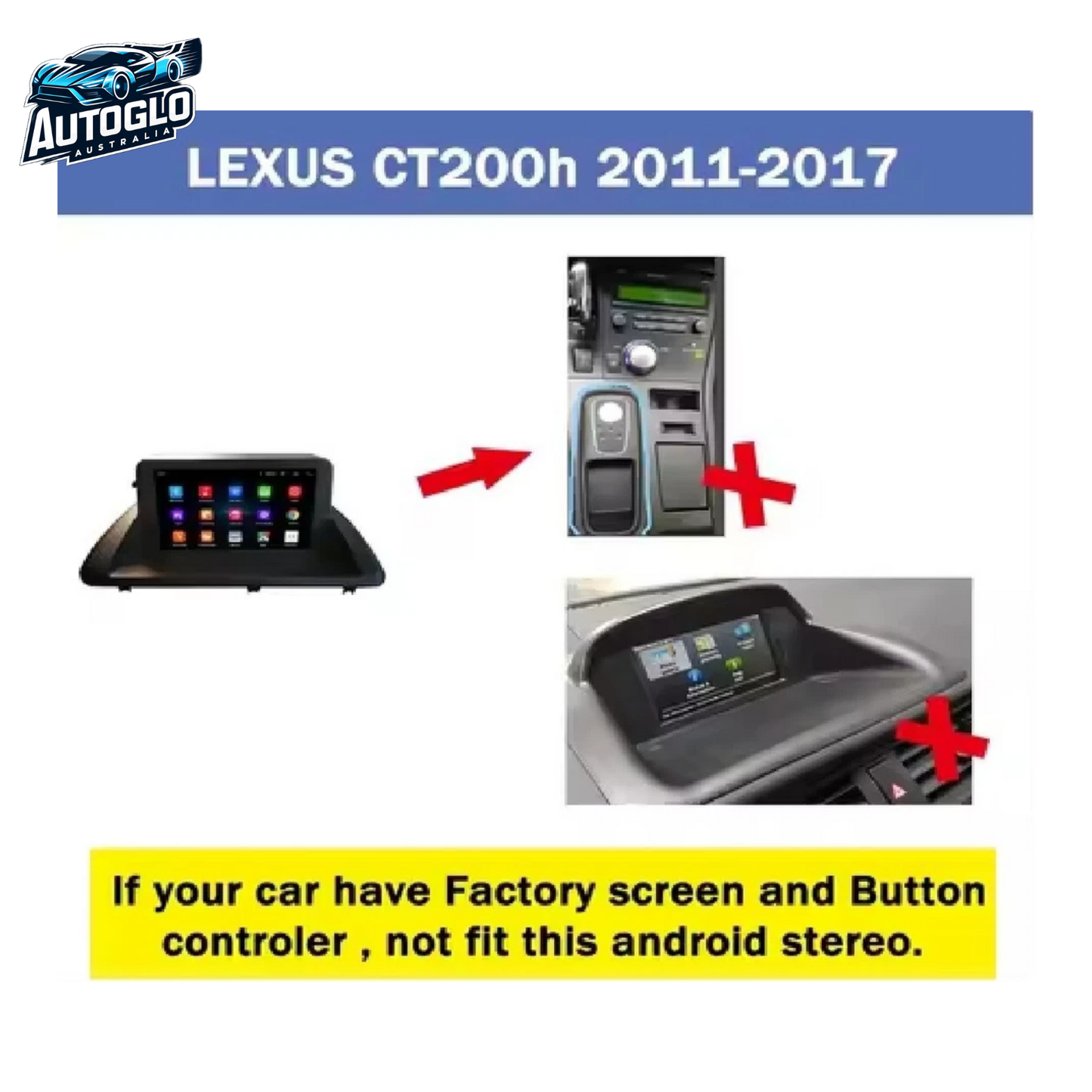 Autoglo Australia 9" Android 13 Carplay GPS BT Stereo for Lexus CT200H LOW (2011-19)