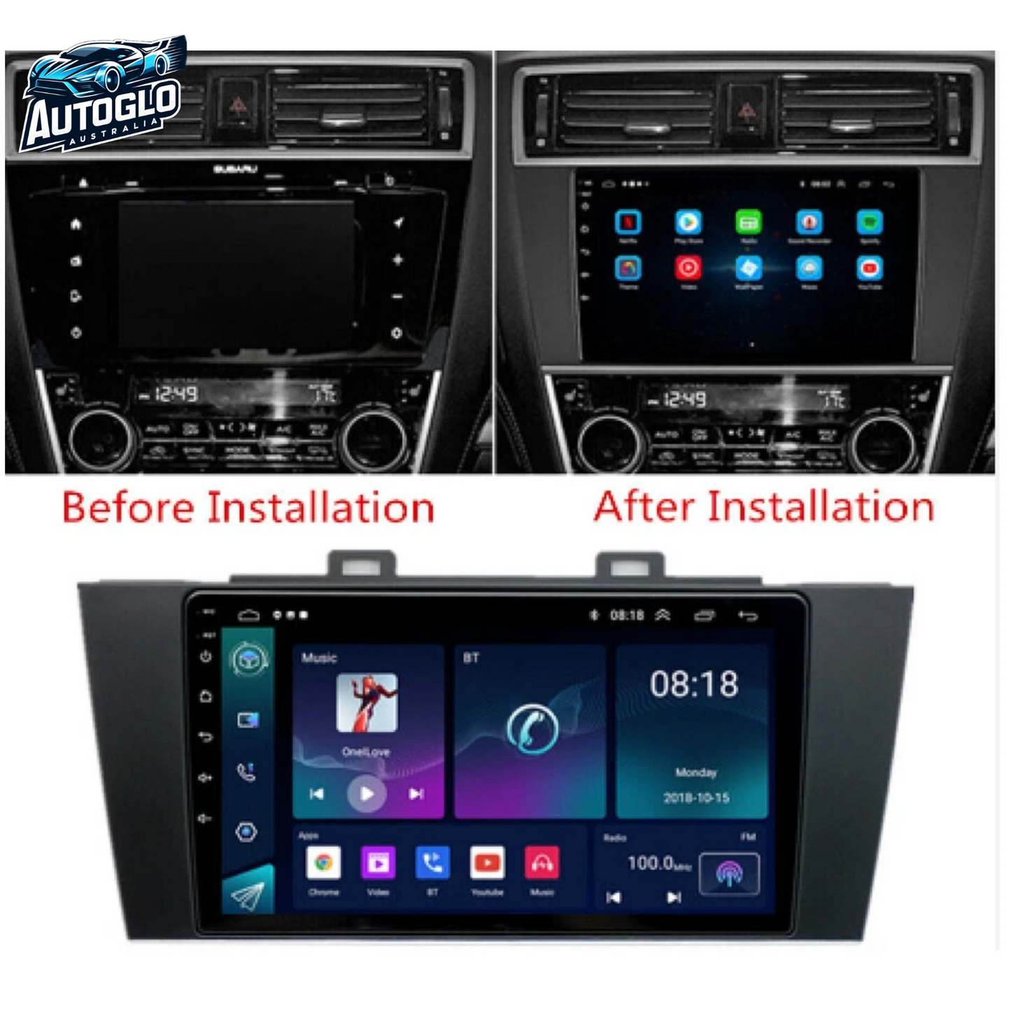 Autoglo Australia 9" (2G+32G) GPS BT WiFi CARPLAY Stereo For SUBARU LEGACY OUTBACK (2012-15)