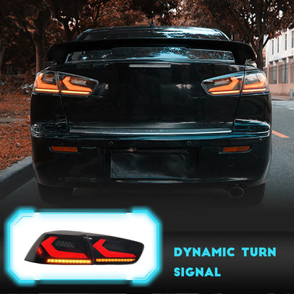LED Smoked Tail Lights for Mitsubishi Lancer 08-17 EVO X Start Up Animation Rear Lights V2