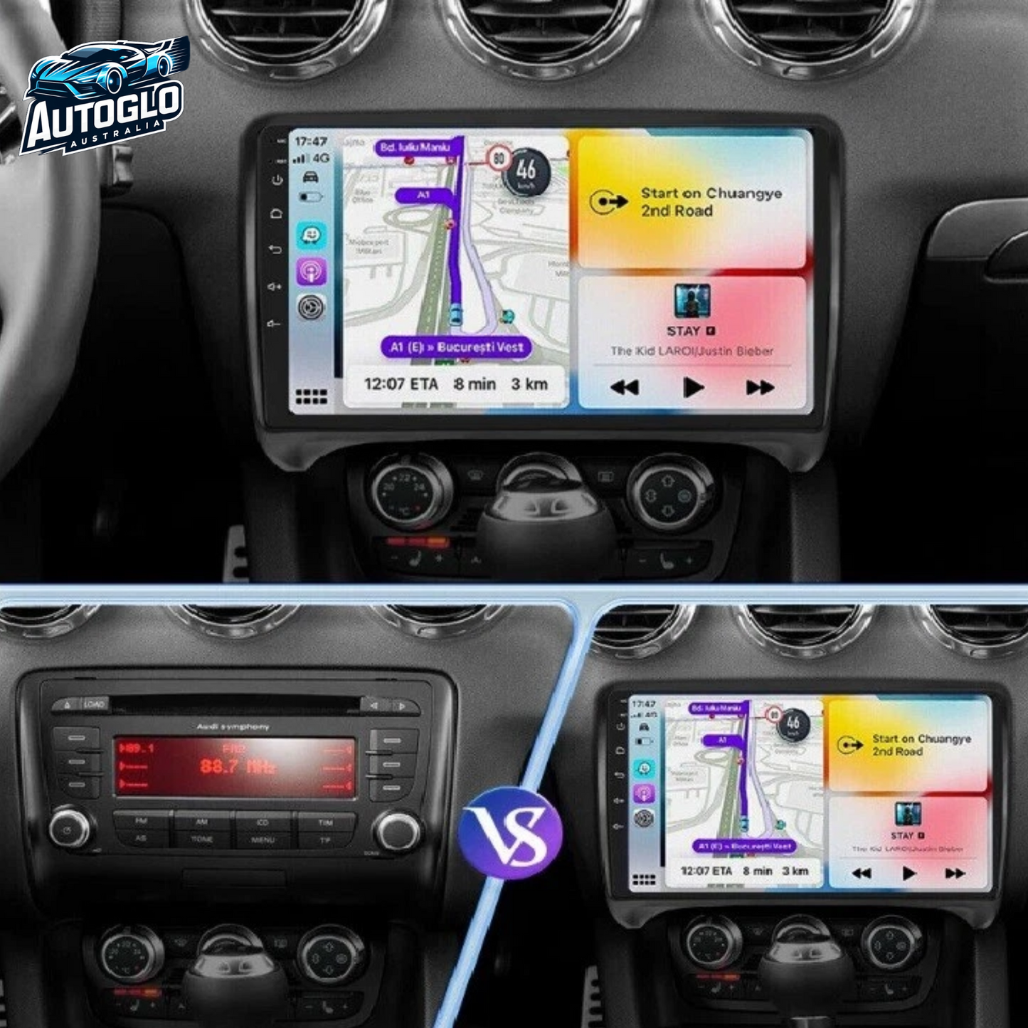 Autoglo Australia 9" (2+32G) Android 13 Carplay BT WiFi GPS Stereo for AUDI TT 8J MK2 (2006-14)