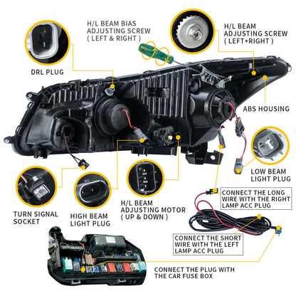 VLAND Demon Eyes LED Projector Headlights For 2008-2012 Honda Accord Sedan
