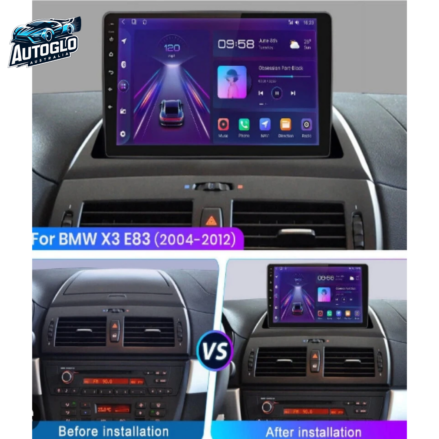Autoglo Australia 9" (2GB+32G) Android Carplay BT GPS WiFi Stereo for BMW X3 E83 (2004-16)