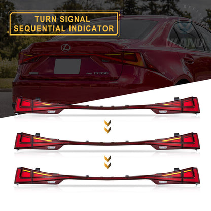 VLAND Red LED Tail Lights 2014-19 Lexus IS250 300h 350F Start Animation w/ sequential Indicators