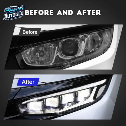 Autoglo Australia LED Headlights For Honda Civic 2016-2021 10th Gen Mustang Style DRL Start UP Animation