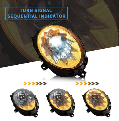 Vland 2Pcs LED Headlights For 2014-2018 BMW Mini Cooper F56 W/Sequential Signal