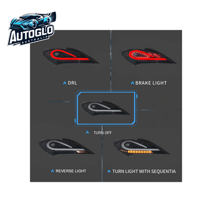 VLAND LED Smoked Taillights For 2010-2016 Hyundai Genesis Coupe w/Sequential