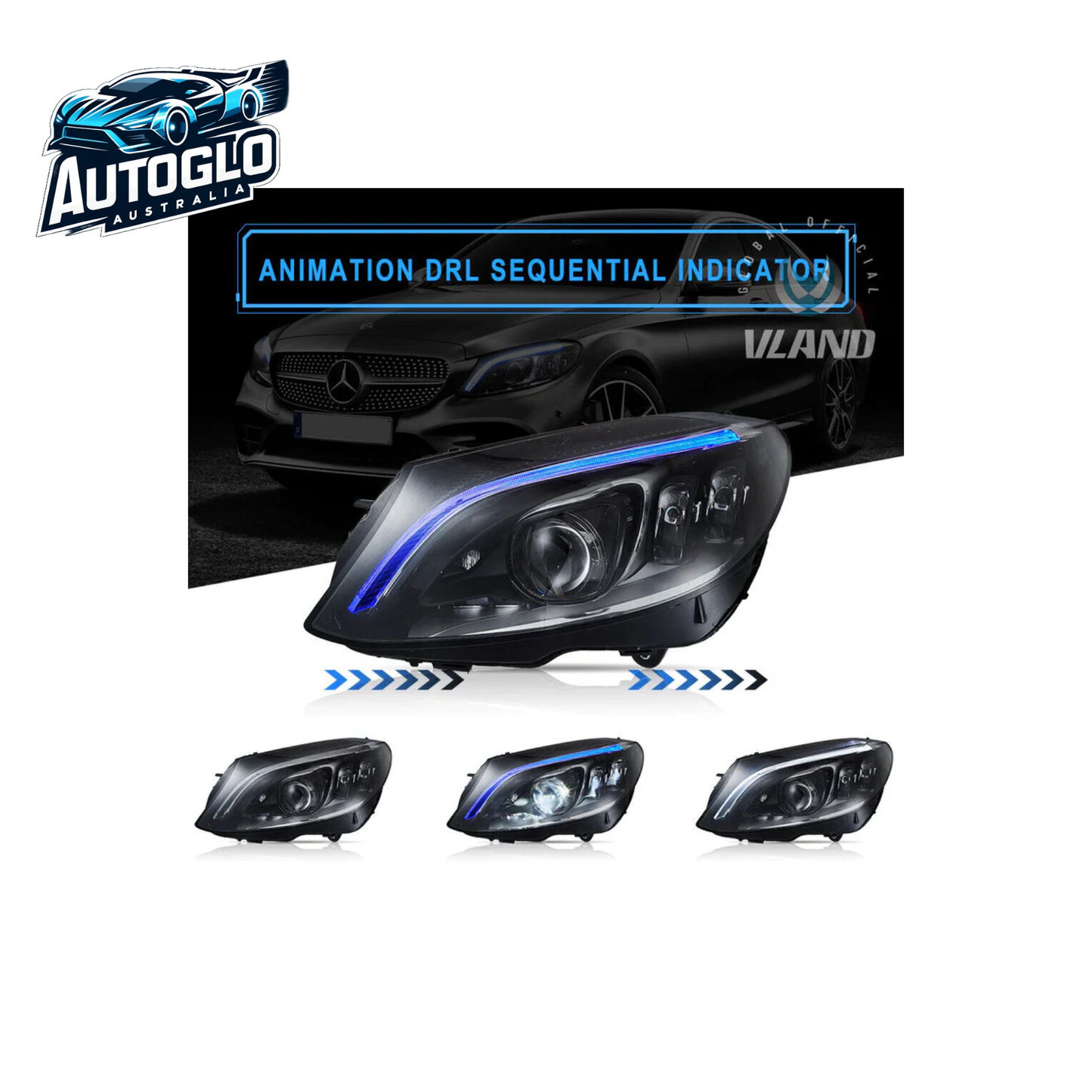 VLAND LED Projector Headlights For Mercedes Benz W205 C-Class 2015-2021