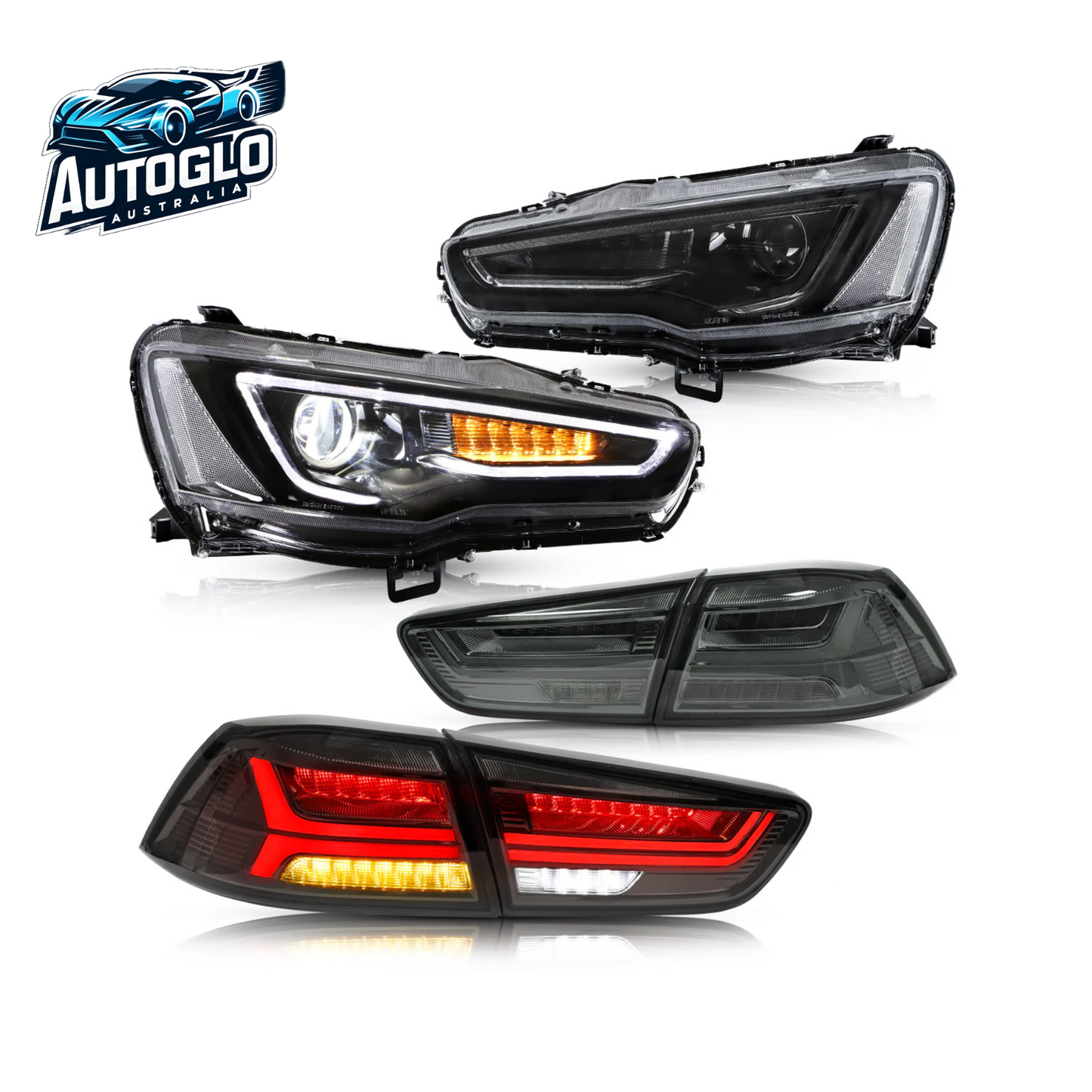 VLAND Dual Beam Projector Headlights and Taillights for Mitsubishi Lancer  2008-2018