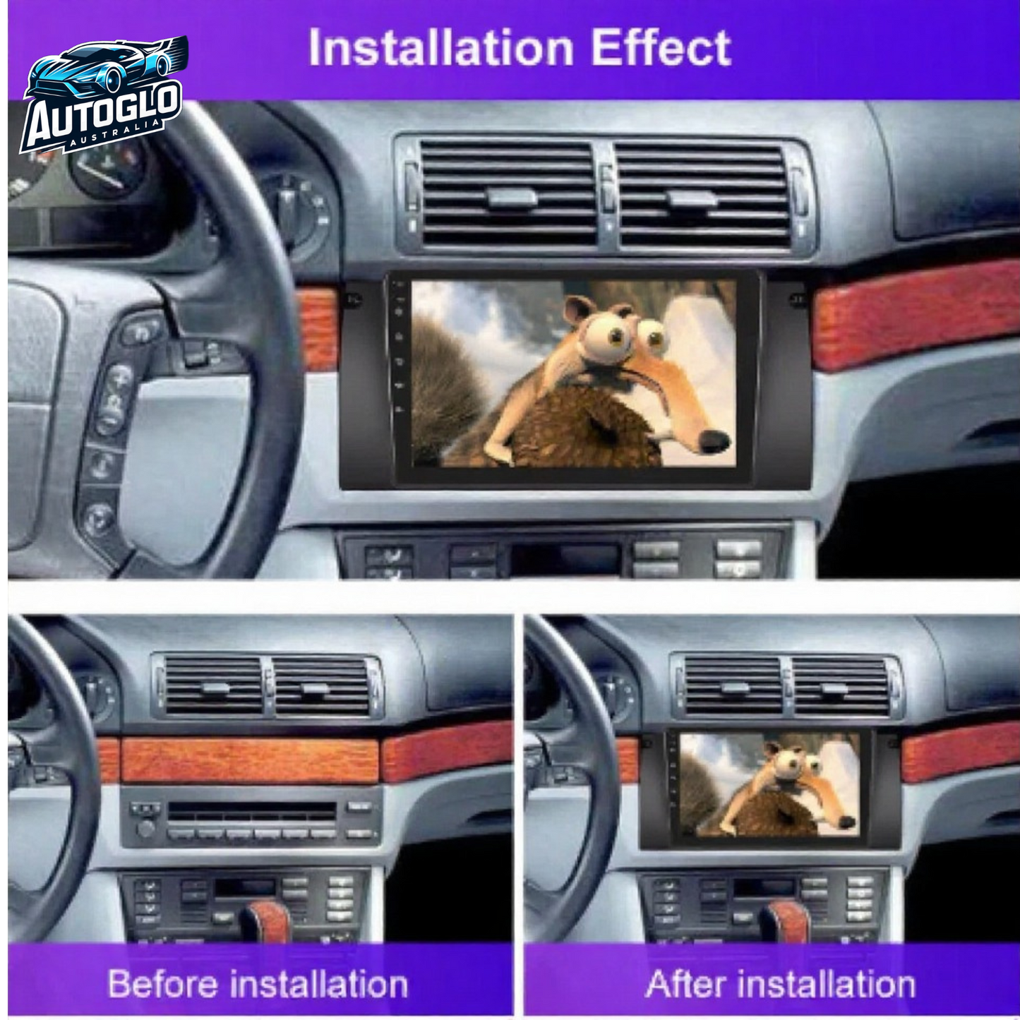 Autoglo Australia 9" (2G+32G)GPS BT WiFi CARPLAY ANDROID 13 Stereo For BMW 5 E39 X5 E53 E38
