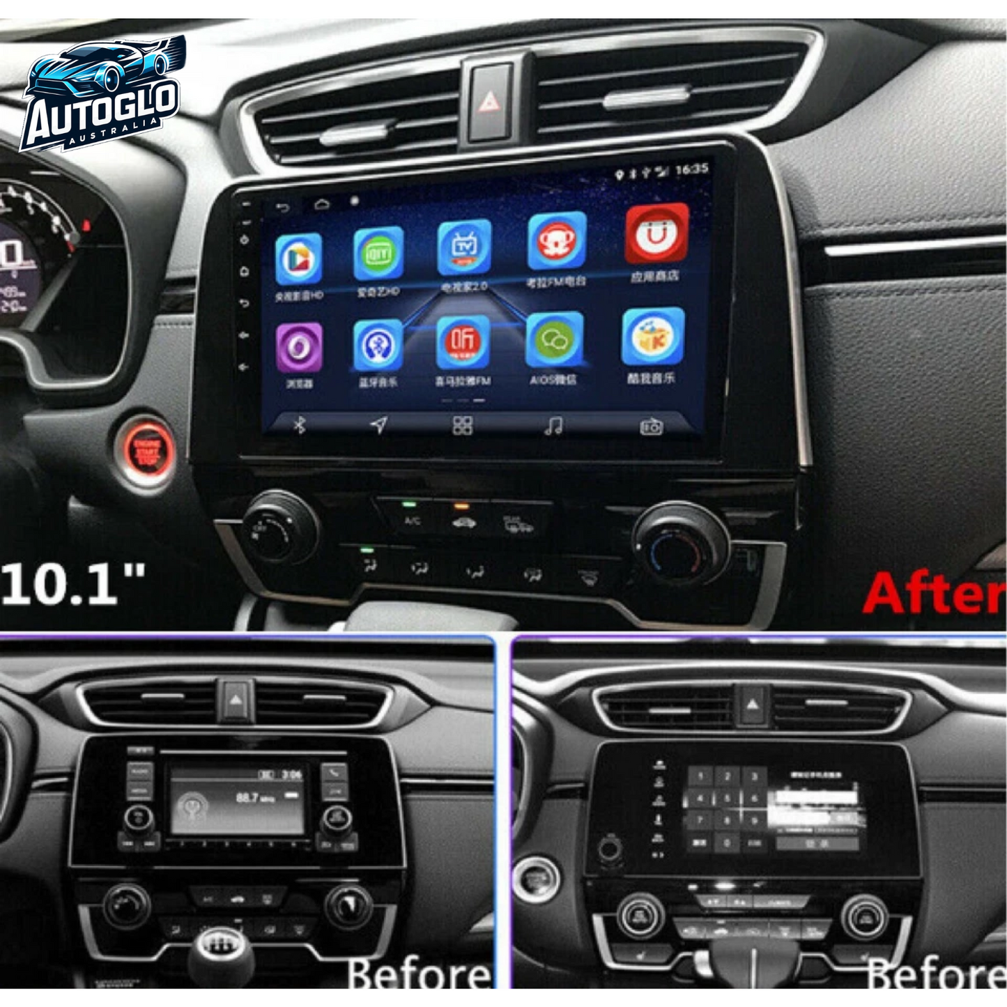 Autoglo Australia 9" Carplay Android BT GPS 2+32G Stereo for HONDA CRV (2017+)+Rev. Cam-Gifts