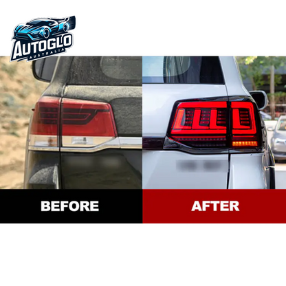 Autoglo Australia  Full LED Tail Lights For Toyota Land Cruiser 2010-2020 Black Clear Lens