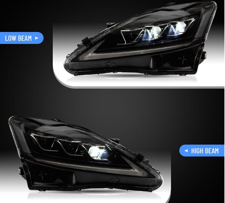 VLAND LED Headlights For 2006-2013 Lexus IS250 IS350 ISF Sedan Clear Reflector