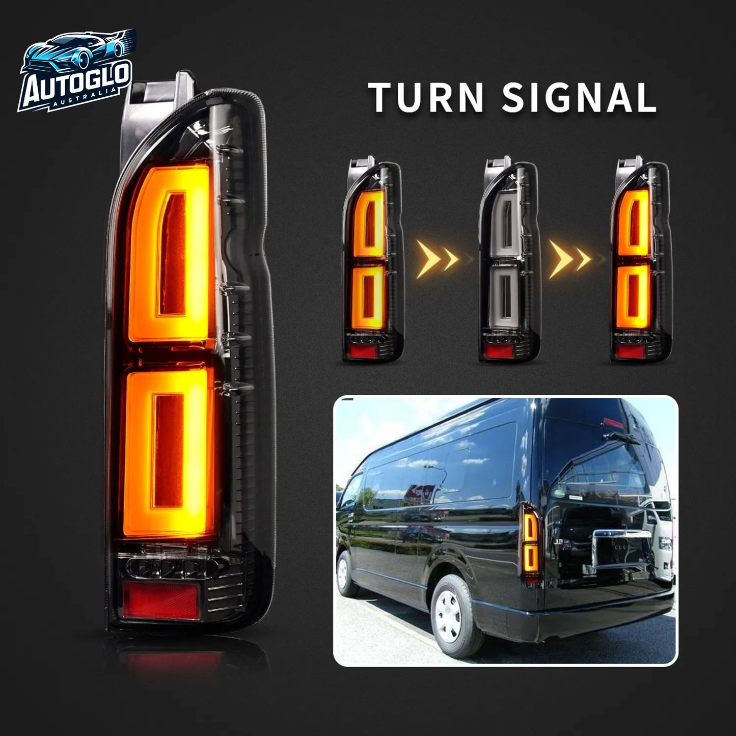 Autoglo Australia Toyota Hiace 2005–2018 LED Tail Lights Rear Lamp 200 Series