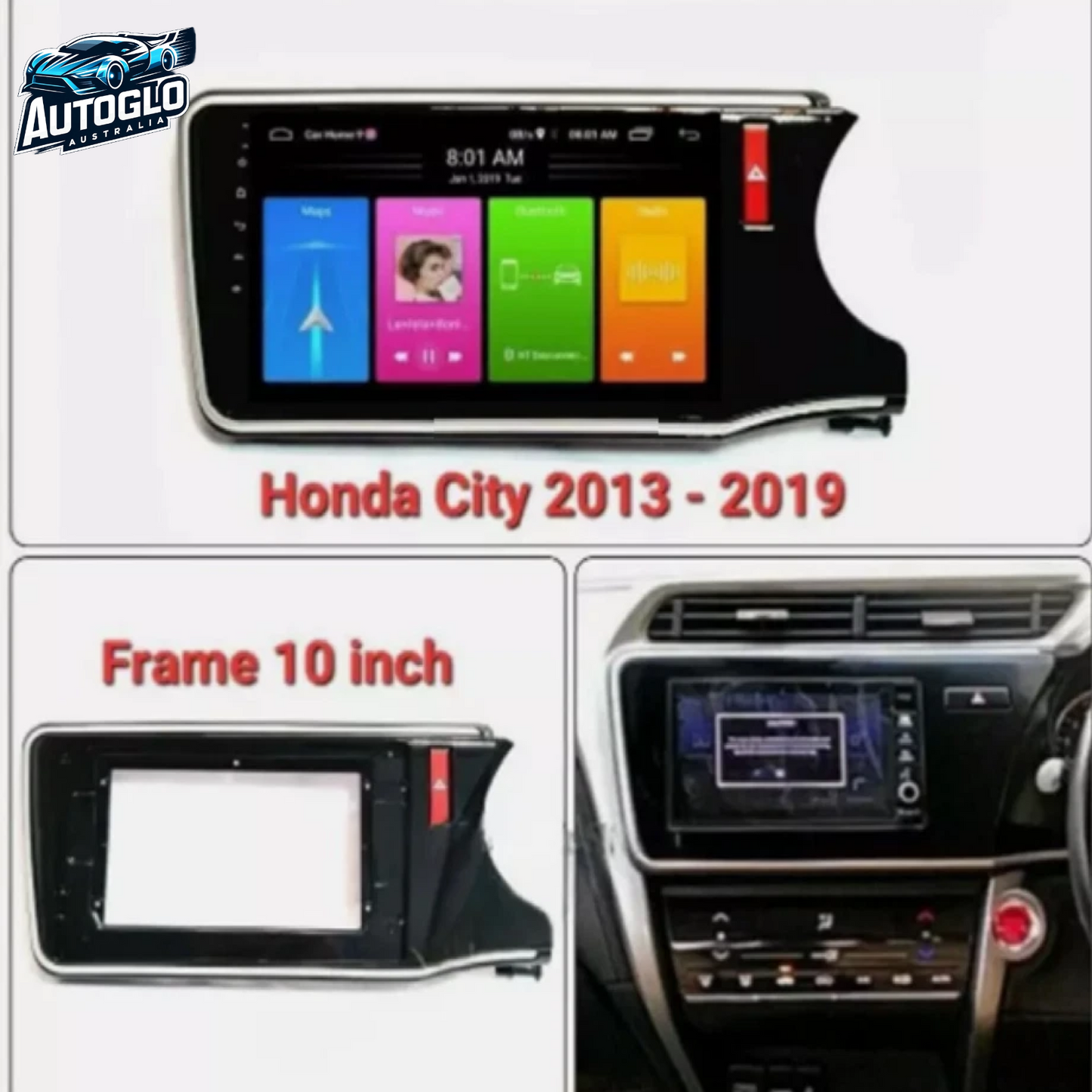 Autoglo Australia 10.1" Carplay Android 2GB+32GB BT GPS WiFi Stereo for HONDA CITY (2014-19)