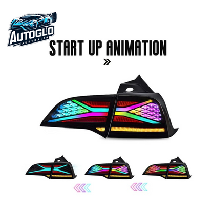 Autoglo Australia RGB LED Tail Lights For Tesla Model 3 Model Y 2017 2018 2019 2020 2021 DRL Start Up Animation