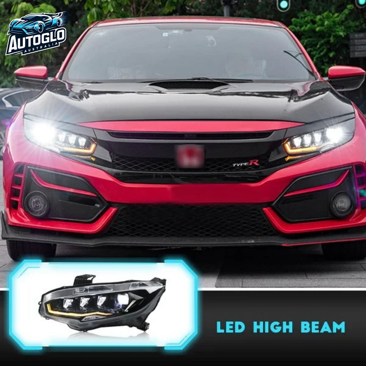 Autoglo Australia LED Headlights Compatible with Honda Civic 2016–2021