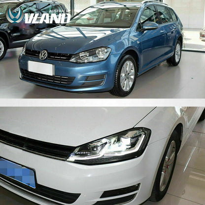 Projector Headlights LED DRL & LED Sequential Signal For 2013-2018 VW MK7 Golf 7