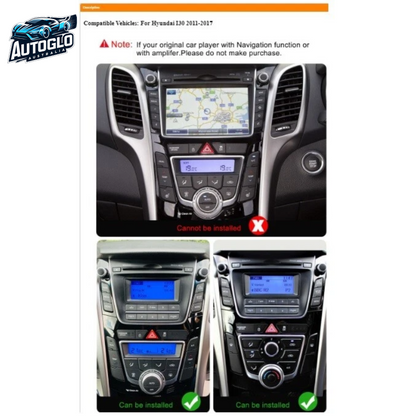 Autoglo Australia 9" Carplay Android GPS BT Stereo HD For Hyundai i30 GD (2012-2016) 2+32G