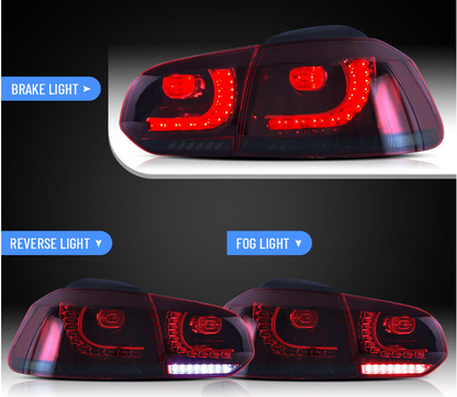 VLAND RED SMOKE LED Tail Lights for 2008-2014 VW GOLF 6 MK6 GTI 2012-2013 Golf R
