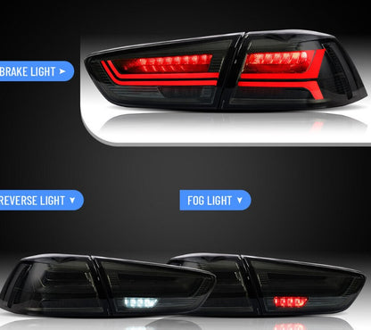 VLAND Smoked LED Tail lights For 2008-2017 Mitsubishi Lancer EVO Sedan Rear Lamp