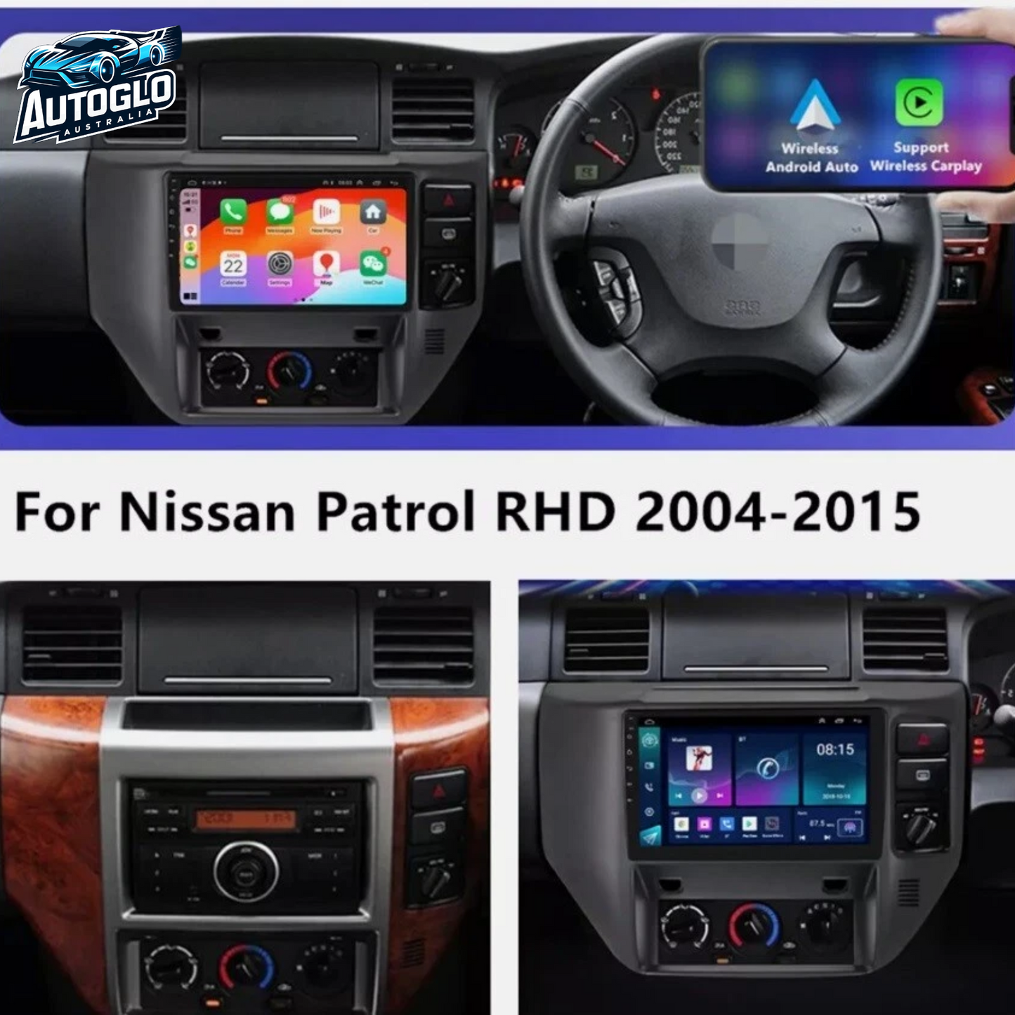 Autoglo Australia 9" Android Carplay BT GPS WiFi Stereo for NISSAN PATROL GU Y61 2GB+32G (2004-14)