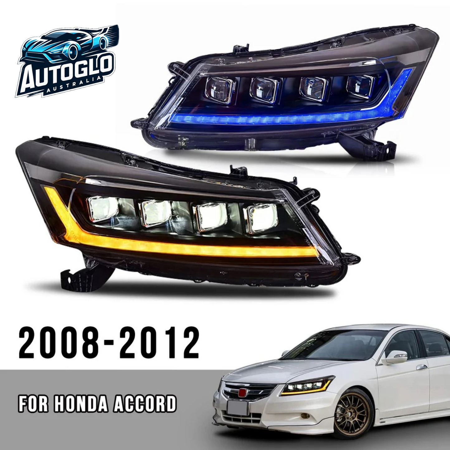 Autoglo Australia LED Headlights For 2008-2012 Honda Accord With Demon Eyes