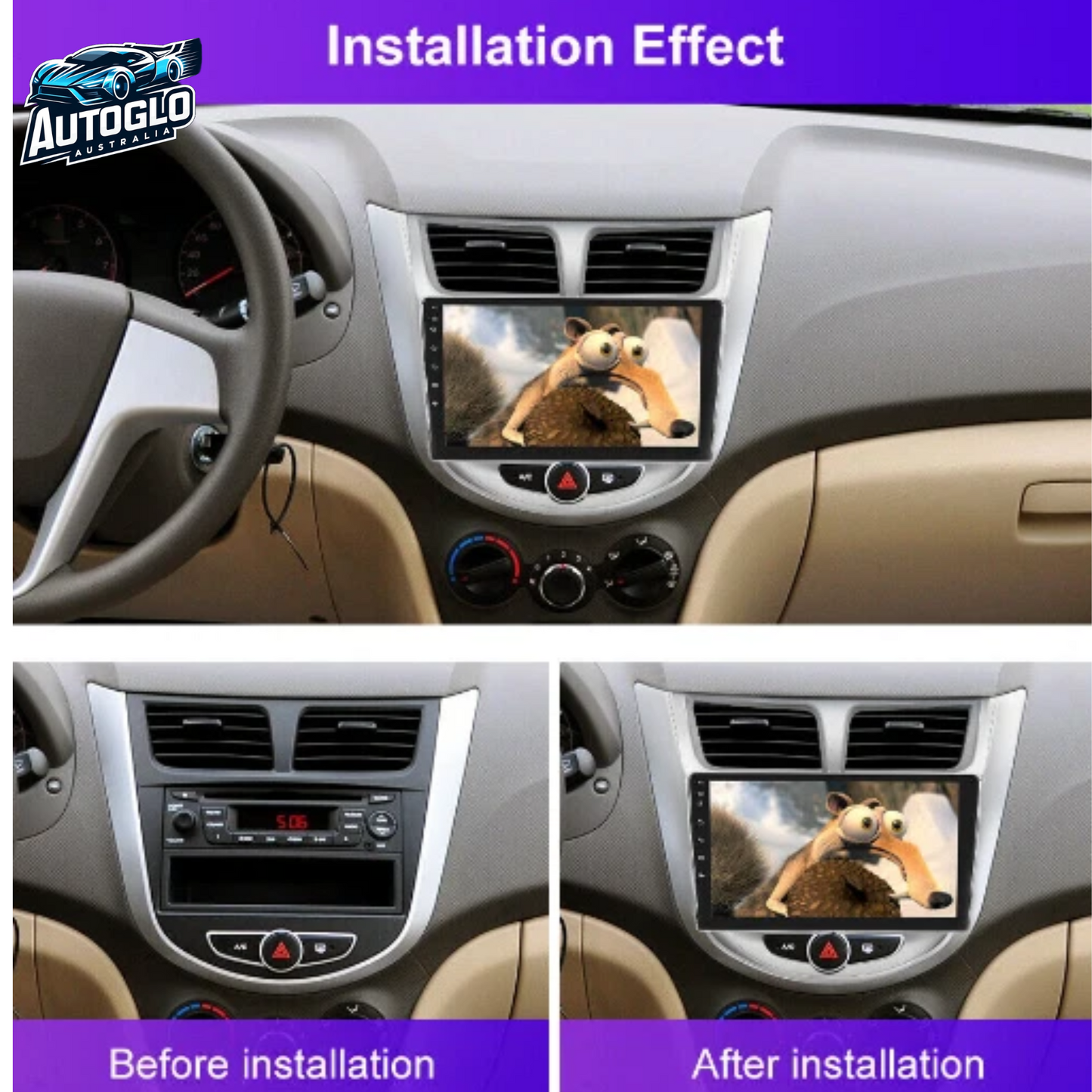 Autoglo Australia 9" Carplay Android BT GPS Stereo For Hyundai Accent (2010-2019)