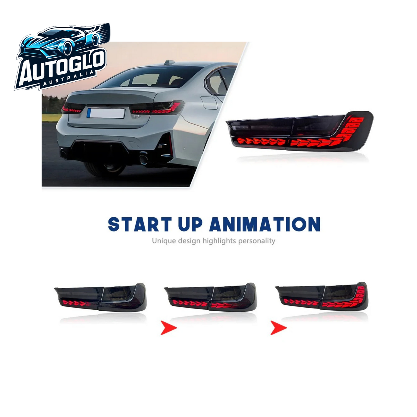 Autoglo Australia 3 Series Rear Lamps For BMW G20 Sedan M340i 330e 330i M 325Li G80 M3 G28 2019 2020 2021 LED Tail Lights