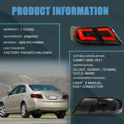 LED Tail Lights for 2006-2011 Toyota Camry with Smoked Lens | Autoglo Australia