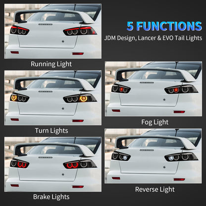 LED Smoked Tail Lights for Mitsubishi Lancer 08-17 EVO X Start Up Animation Rear Lights V3