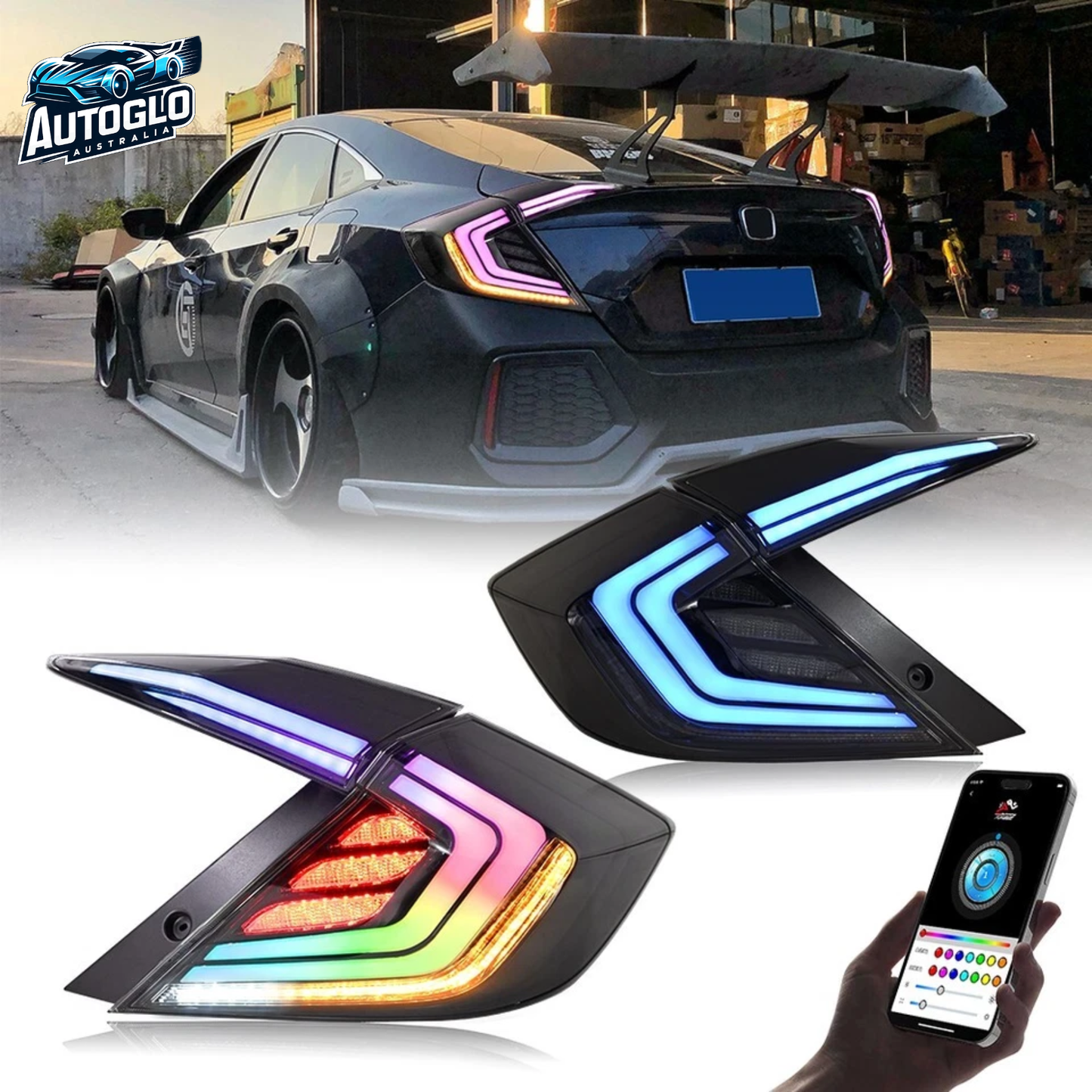Autoglo Australia Honda Civic 10th Gen RGB Tail Lights 2016–2021