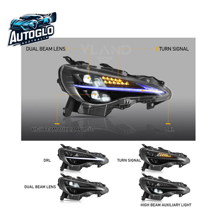 VLAND LED Headlights Blue DRL For 12-21 Toyota 86 Subaru BRZ Projector Headlamps