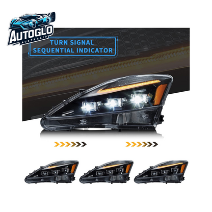 VLAND LED Projector Headlights For Lexus IS250/IS250C IS350/IS350C IS220d ISF 2006-2013 With Blue Breathing Animation