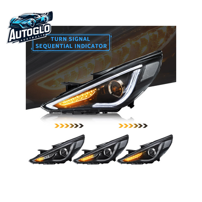 VLAND Dual Beam Sequential Headlights For Hyundai Sonata 2011-2014 ABS PMMA GLASS Material (Bulbs Not Included)