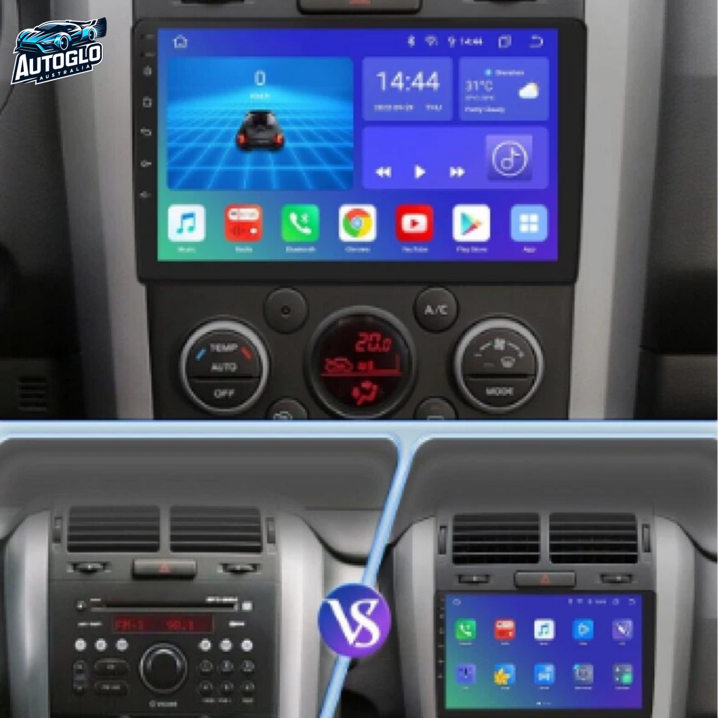Autoglo Australia 9" (2G+32G) GPS BT WiFi CARPLAY ANDROID Stereo For Suzuki Grand Vitara (2005-15)