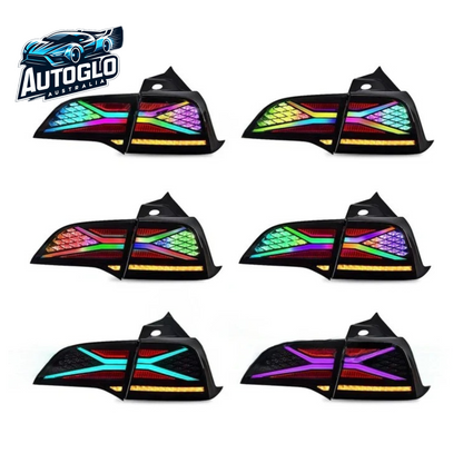 Autoglo Australia RGB LED Tail Lights For Tesla Model 3 Model Y 2017 2018 2019 2020 2021 DRL Start Up Animation