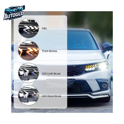 Autoglo Australia LED Headlights for 2022-2023 11th Gen Honda Civic with Start UP V2